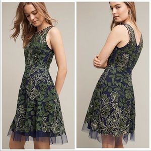 NWT Anthropologie | Pankaj & Nidhi | Gorgeous Embroidered Fern Dress
